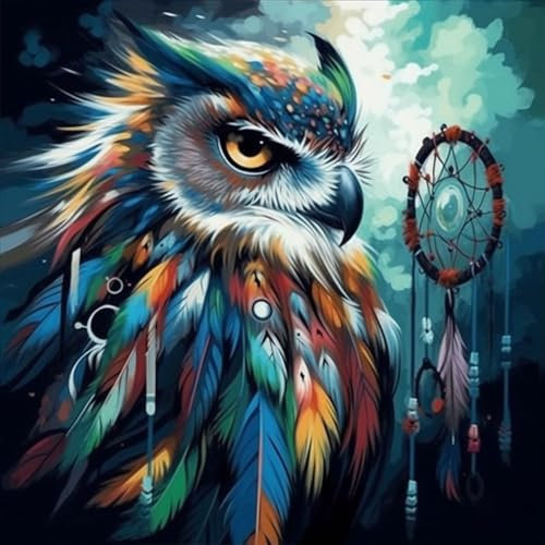 OfFsum 5d Diamond Painting Kits for Adults Owl Dream Catcher 12 Full Drill Diamond Art Rhinestone Painting with Diamonds Pictures Arts and Crafts for Home Wall Decor