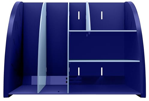 EXACOMPTA - Ref. 394202D – 1 Schreibtisch-Organizer, Organizer Bee Blue, multifunktionales Schreibtisch-Zubehör, 6 Fächer, A4, A5, A6, vertikal/liegend – Maße 36 x B 29,5 x H 6 cm, Marineblau /