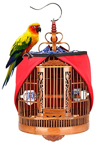 CIRONI Vogelkäfig für Papageien, groß, handgefertigt, Bambus-Vogelkäfig, Kanarienkäfig, komplettes Zubehör-Set, hängender Vogelkäfig, Farbe: Braun (B), Größe: 3652 cm