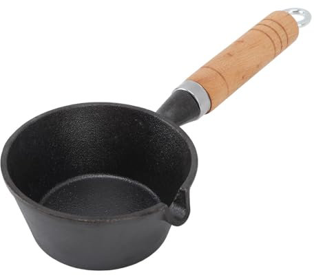 Mini Egg Frying Pan Cast, Iron Omelette Pan Skillet with Wooden Handle, Iron Solid Mini Pre Seasoned Skillet for Indoor Outdoor Cooking(11x5cm / 4.3x2.0in)