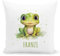 DEL MÀ Unique & Personal Frosch Kissen personalisiert mit Namen Kinderkissen Kuschelkissen Kinder Geschenk Kinderzimmer Deko Junge Mädchen Zierkissen Dekokissen 40x40 cm inkl. Füllung und Bezug