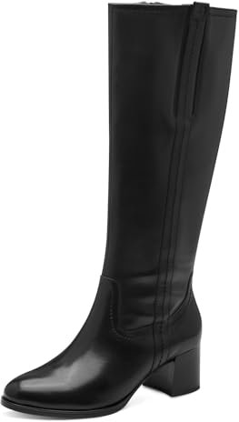 Tamaris COMFORT Damen Hohe Stiefel mit Absatz mit Reißverschluss Elegant, Schwarz (Black), 41 EU