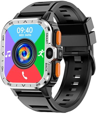 Zephyrion Reloj Inteligente 4G con GPS 2GB+16GB/4GB+64GB 2.03'' Pantalla Cuadrada para Hombre, Doble cámara, Android 8.1, WiFi, mapas, videochat, IP67, Impermeable, rastreador de Actividad física