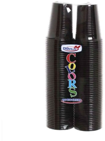 TEKHOME 100/200/500/1000 PEZZI BICCHIERI COLORATI COLORS DOPLA da bibita ideali per compleanni, feste, party, aperitivi (NERO, 200)