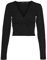 VERO MODA Damen Vmkanva Ls Glitter Short V-Neck Top JRS Langarmbluse, Black/Detail:Black Lurex, Small
