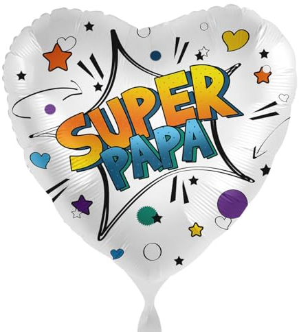Folienballon 'Super Papa' Ballon Papa Comic Style Superhelden Geschenk Vater zum Geburtstag, Vatertag Geschenk für Vater Ballon Herzform Made in EU