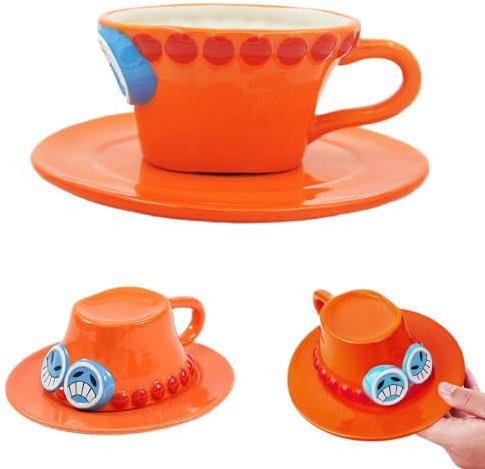 One Piece Anime Tasse, Kreative Keramiktasse, Ace's Hat Kaffeetassen, Geschenk für Geburtstag, Weihnachten, Valentinstag, Jubiläum, Mug Cup für Milch, Kaffee, Saft (Ace)