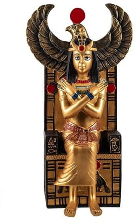 Inmaculada Romero IR Isis Göttin Altes Ägypten Figur 30 cm. goldene Skulptur Frau von Osiris Statue.