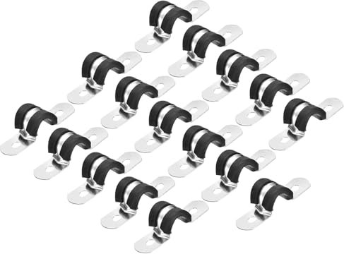 MACHSWON 30Pcs 8mm(5/16) Cable Clamp, Rubber Cushioned Insulated Clamp 304 Stainless Steel U Shape Bracket Metal Pipe Clamp Tube Holder for Wire Hose Tube