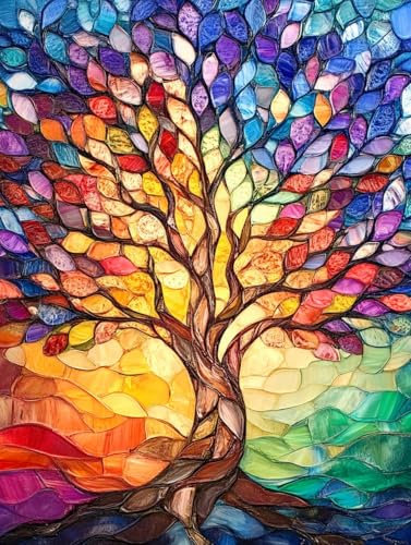 jieyisier Diamond Painting Erwachsene Set,Diamant Painting Bilder,Diamond Painting Set Full Drill Paint with Diamonds für Home Wall Decor 12x16 Zoll(Baum des Lebens)