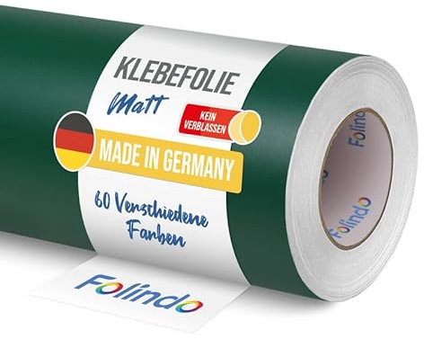FOLINDO Möbelfolie selbstklebend 060 Dunkelgrün Matt 5m x 63 cm - Klebefolie Möbel, Klebefolie Küche, Möbelfolie, Folie für Möbel, Möbelfolie selbstklebende Folie, Küchenfolie selbstklebend