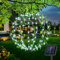 Joomer 120 LED Solar Kugel Außen 30cm Hängende Leuchtkugel Grünem Blatt Faltbar Metall Lichtkugel Solar Gartenleuchten Outdoor 8 Modi Baum Lichterkette Aussen Timer für Balkon Party Haus(1 Stück,Weiß)