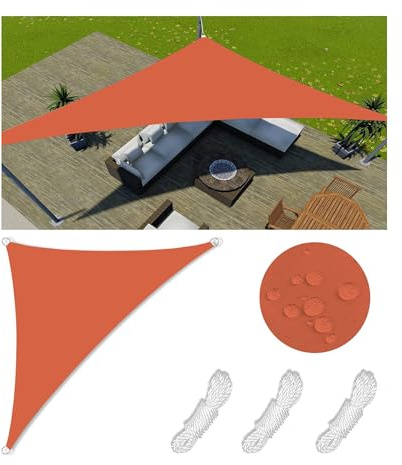 Vela Ombreggiante Impermeabile Tenda da Sole per Esterno Vele Ombreggianti Triangolare Telo Parasole con Fune e Anello D Protezione UV Tenda a Vela per Giardino Balcone Terrazza 4.2x4.2x6M