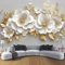 NAWVNMI Wallpaper - Wall Mural 3D Flower Art 380x280cm(150x110), Self-Adhesive Premium Thicken PVC Art Print Wall Mural Decoration Poster Picture Design - Gold Leaves