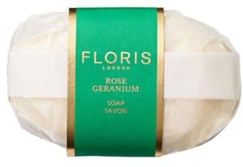Floris London Rose Geranium Luxury Single Soap Bar (100g) | Hand Wrapped & Finely Milled, Contains Moisturising Shea Butter, Vegetable Base