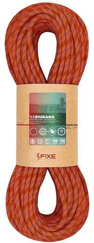 FIXE - Cuerda Dinámica SIURANA para Escalada Deportiva – 9,6 mm de Diámetro – Poliamida – Simple – Trenzado Endurance – Indoor y Roca - 60 m – Color Rojo