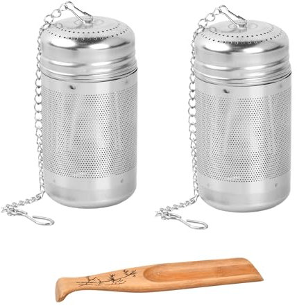 2 Pièces Filtre à Thé en Acier inoxydable Réutilisable, Filtre à Thé à Trou Fin, Boule a the Infuseur avec Chaîne, Infuseur a Thé pour Tasse, pour Thé Vrac, Épices, Herbes, Café