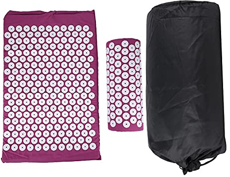 Akupressurmatte Kissen Set Akupunkturmassage Yoga Pad Matte Schmerzlinderung mit Tragetasche für Rückenschmerzlinderung und Entspannung Lila grüne 3pcs Set (Nadelkissen dreiteiliger Set lila)