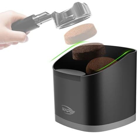 IKAPE Espresso Knock Box for Coffee Grounds, Barista Tool Enhanced for Better Manipulation - Black Espresso Machine Coffee Puck Disposal Box