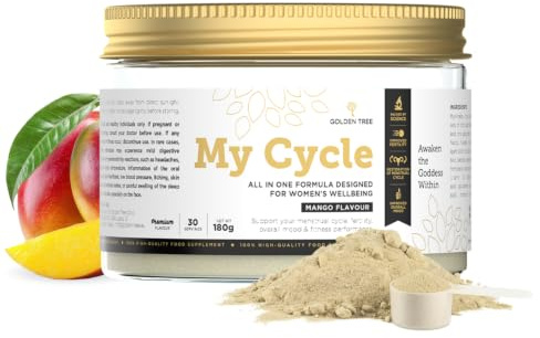 Golden Tree My Cycle Mango – Myo-Inositol Pulver, 180 g | Mit Inulin, NAC, Folsäure, Zink, Magnesium & Chrom, Inositol Pulver für Frauen, 30 Portionen