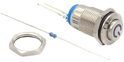 1 pz 12 mm 2 pin interruttore a pulsante autobloccante in metallo LED blu piccolo interruttore impermeabile con resistenza 220 V