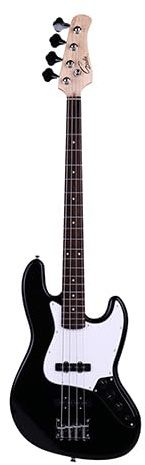Gould Electric Bass Guitar - Jefferson Model - Black/White - Maple Neck with Laurel Inlay - Perfect for New Players & Learners