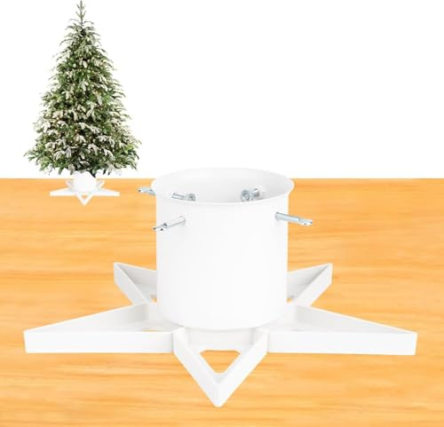 Weißer Weihnachtsbaumständer für 1,8 m echten Baum-Weihnachtsbaum-Halter, passend für bis zu 11,9 cm große Weihnachtsbaumstämme für Weihnachtsbaum-Party-Ornamente