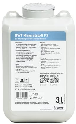 BWT Mineralstoff F3 3l Dosiermittel für Wasserhärte 14–21 °dH | ideal bei hartem Wasser, Mineralstoffe für Trink- und Brauchwasser, zuverlässige Wasseraufbereitung