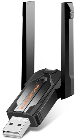 Glitfix Bluetooth 6.0 Adapter für PC, Drehbare Doppelantenne USB Bluetooth Dongle Stick für Maus, Tastatur, Kopfhörer, Handy, Controller, Niedrige Latenz, kompatibel mit Windows 11/10/8.1