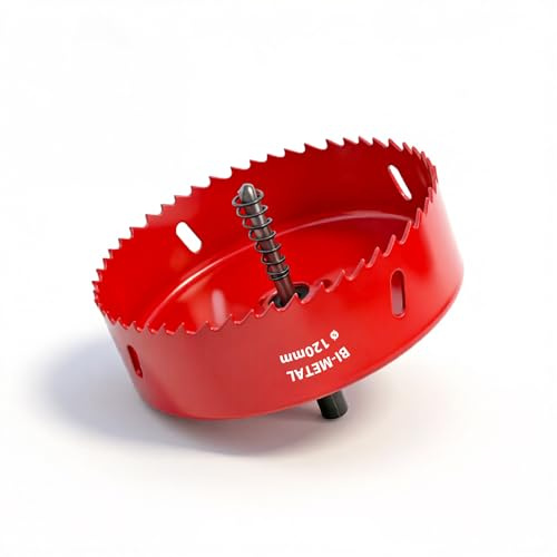 Scie cloche universelle HSS M42 bi-métal - 120 mm - Avec tige hexagonale et foret - Pour bois, métal fin, aluminium, plaque PVC et plastique