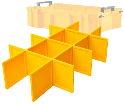 Rugged Tools - Grid Dividers compatible with Dewalt ToughSystem 2.0 Deep Internal Tray (Yellow, 1 Set)