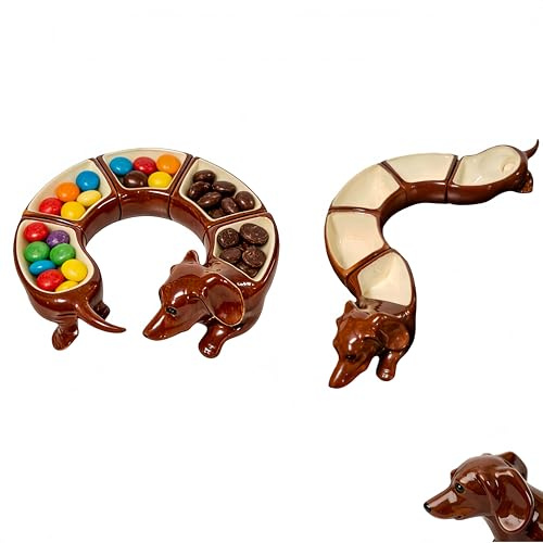 LQNHAV Dachshund Design - Plato de almacenamiento de 5 secciones, bandeja dividida, para el hogar, cocina, cocina, comer, cena, mesa, restaurante, alimentos y frutos secos