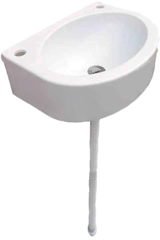Kompaktes Wandwaschbecken 45 x 34 x 14,5 cm – Kunststoff-Waschbecken für Gäste-WC, Wohnmobil, Garten und Baustellen – platzsparendes Design, weißes Finish
