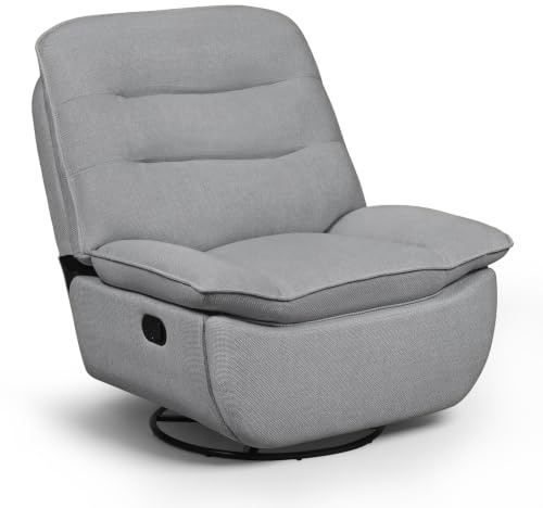 WOLTU Relaxsessel mit Liegefunktion, 95 cm breite Sitzfläche, Dunkelgrau | drehbarer Fernsehsessel, mit klappbarer Fußstütze, Seitenfach, bis 150 kg, für Wohnzimmer Schlafzimmer Arbeitszimmer