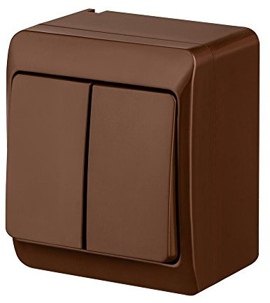 Montage En Saillie Double Double Lumière interrupteur Interrupteur 10 A 230 V IP44 couleur Marron Hermes