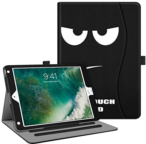 FINTIE Coque pour iPad 6e/5e Génération 9.7 Pouces (2018/2017) et iPad Air 2/Air 1 9.7 - Etui Multi-Angles Housse Folio avec Poche de Document, Don't Touch