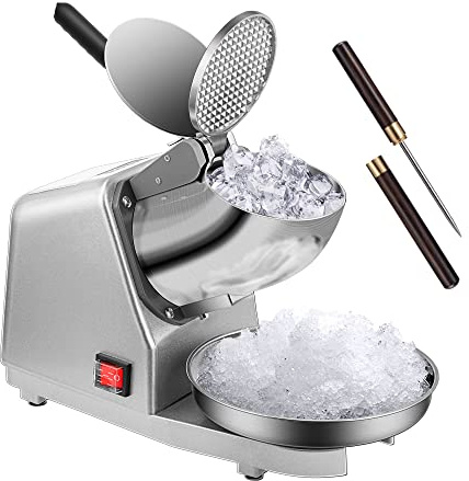 VIVOHOME Electric Ice Crusher Shaver Dual Blades Snow Cone Maker Machine Silver 173lbs/hr with Ice Pick for Home and Commercial Use