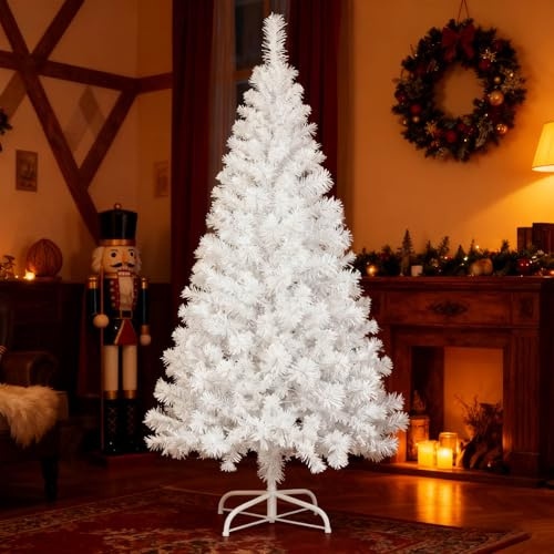 Froadp 240cm Künstlicher Weiß PVC Weihnachtsbaum Tannenbaum Kiefernadel(Weiß PVC, 240cm)