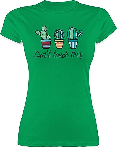 Shirt Damen - Manga & Comic Zubehör - Can't Touch This - M - Grün - Tshirt Kaktus tischert t-schirts Shirts t-Shirt Tshirts Funshirt t-Shirts schirt Baumwolle t-schirt Oberteil t Girlie für