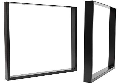 [HLC] Lot 2 pieds de table carrés industriels vis GRATUITES, guide de montage et protections de sol - 40 cm à 71 cm, 3 finitions [Table Large, Noir]