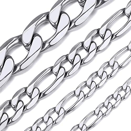 ChainsHouse Figarokette für Herren Halskette Edelstahl Figaro Kette ohne Anhänger für Damen Figaro-Halskette 13mm Gliederkette Männer Robuste Ketten 51cm Halsreif Punk Halsschmuck für Opa