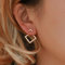 Yienate Boucles d'oreilles géométriques creuses et carrées avec diamant style Boho pour femmes et filles Doré