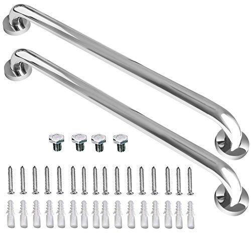 2 Pack 24 Inch Shower Grab Bar, iMomwee Chrome Stainless Steel Bathroom Grab Bar Handle, Bathroom Shower Balance Bar,Safety Hand Rail Support,Handicap Elderly Senior Assist Bath Handle(1.25 Diameter)