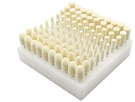 100 pcs Felt Grinding Heads 4-10mm Mini Drill Felt Wheel for Metal Polish,Taper 10mm