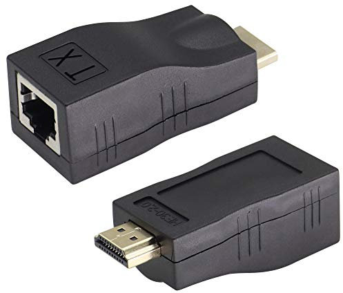 zdyCGTime 1080P HDMI Männlich auf RJ45 Weiblich 4k-Netzwerk-Ethernet-Adapter, HDMI-Extender, HDMI-Repeater über 6 / 6e-Kabel, HDTV-Extender für HDTV PS4 STB 4K 2K.(schwarz/2Stück)