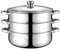 BESTonZON Pentola a vapore, 32 cm, in acciaio inox, rotonda, argento