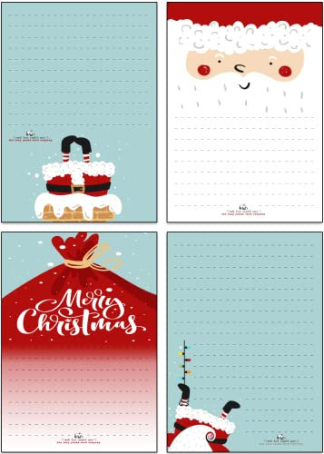 Weihnachtsbriefpapier von the lazy panda card company - Recyclingpapier, 20 Blatt, 10 rote und 10 grüne Umschläge, Klassisch, für Weihnachten