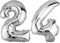 DekoRex Folienballon Silber 82cm Geburtstag Jubiläum Hochzeit Deko (Zahl 24)
