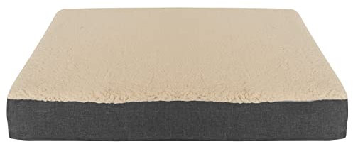 RelaxXL orthopädische Hundematte Bobby, Viscoschaum, waschbarer Bezug, kuscheliges Teddyfell M: 80x55cm, Beige