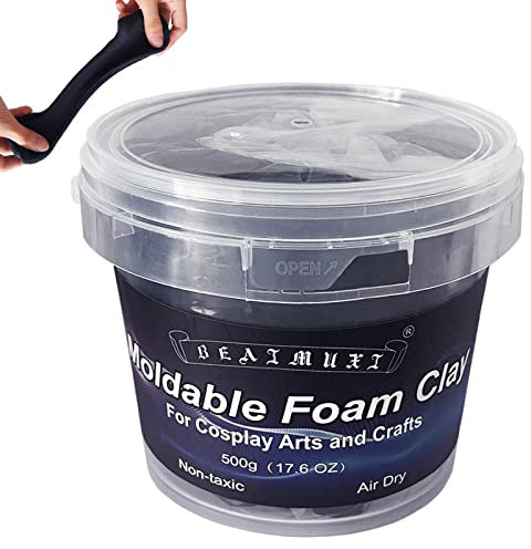 Formbarer Cosplay Schaumstoff-Ton, leichter Modellierschaum, hochdichte lufttrockene Bastelmasse für Kostüme, Schleifen Cosplay (500 g, Schwarz)
